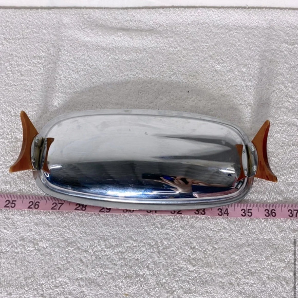 Vintage Glo Hill Gourmates Chrome Serving Tray With Brown Bakelite Accents - Picture 8 of 8